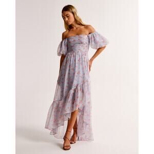 Abercrombie & Fitch Womens XL Petite Emerson Off-The-Shoulder Drama Maxi Dress